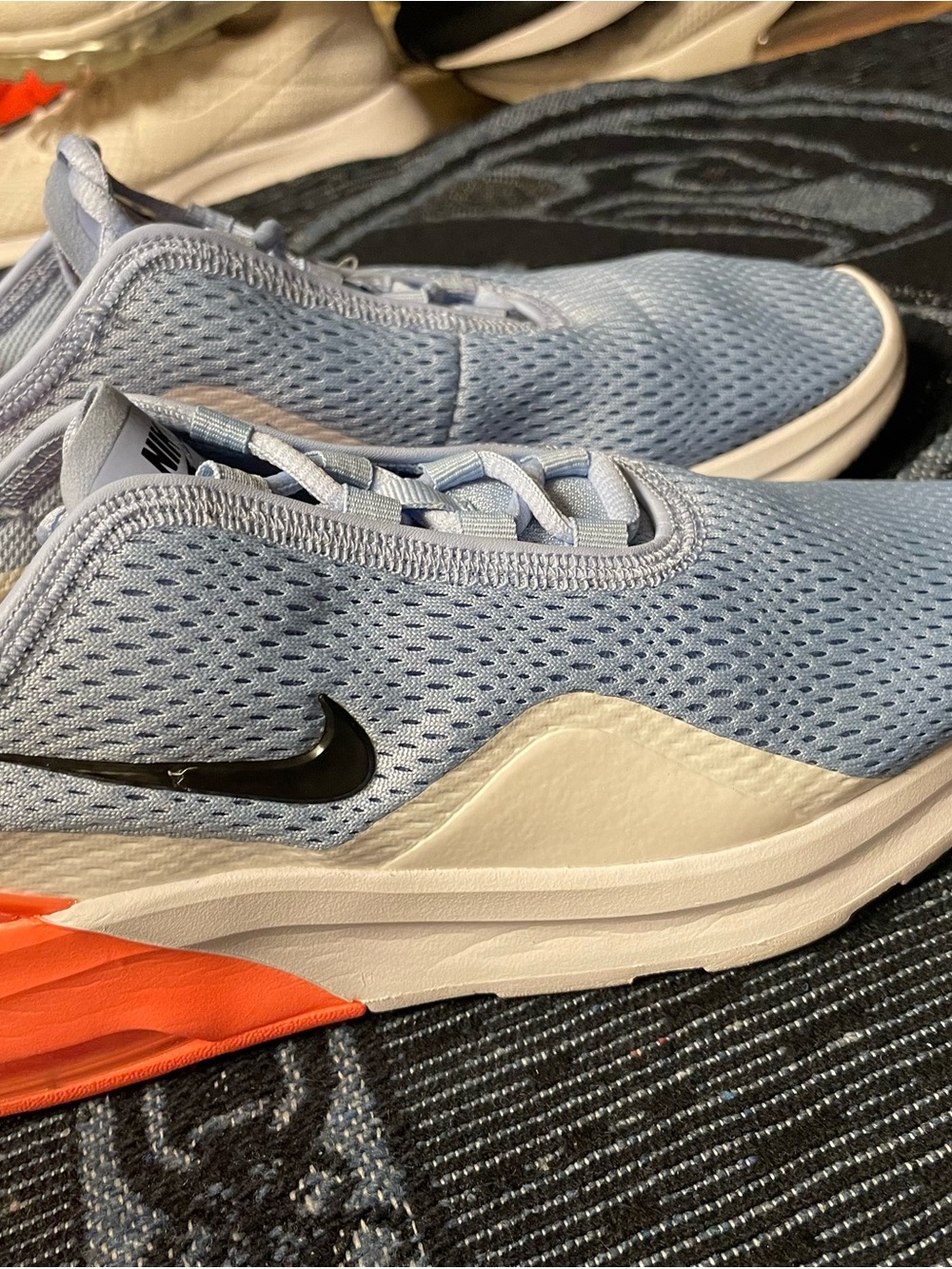 Nike Breathable Mesh Sneakers in Light Blue, White and Orange